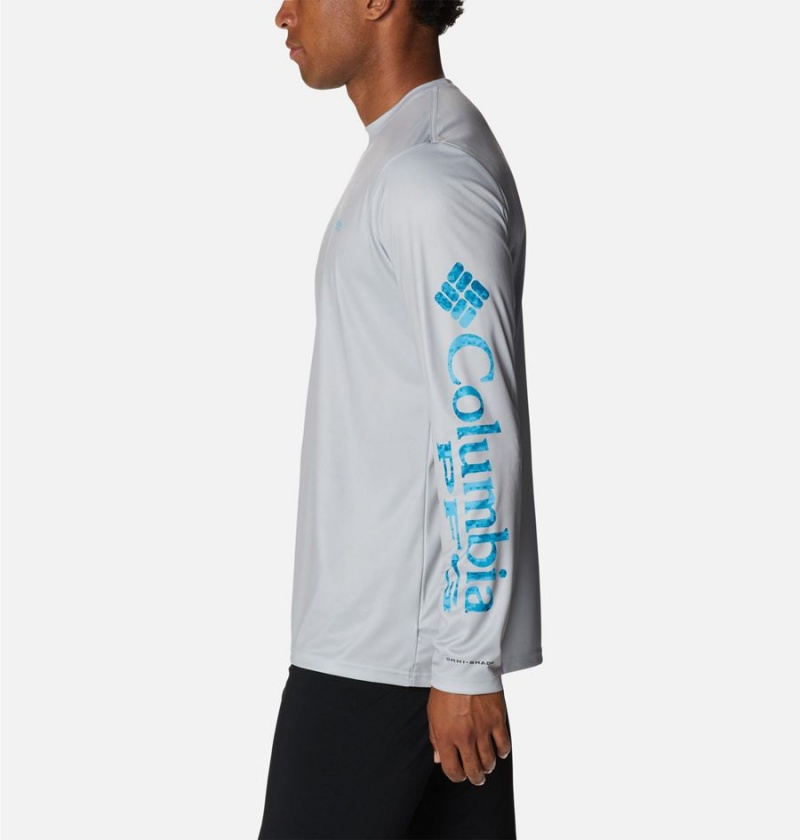 Columbia Terminal Tackle PFG Logo Print Long Sleeve Men's T-Shirt Grey | PDYGJL-704