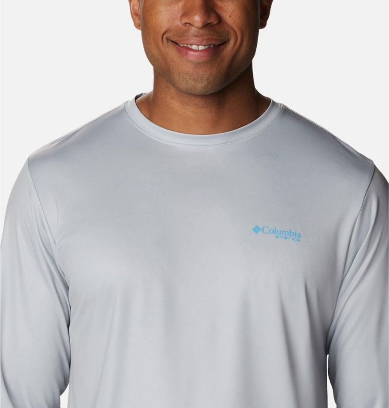 Columbia Terminal Tackle PFG Logo Print Long Sleeve Men's T-Shirt Grey | PDYGJL-704