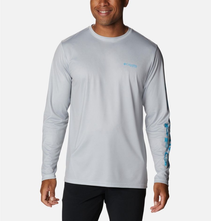 Columbia Terminal Tackle PFG Logo Print Long Sleeve Men\'s T-Shirt Grey | PDYGJL-704