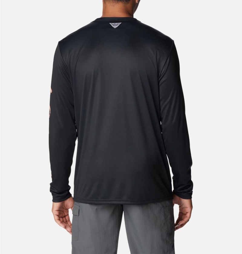 Columbia Terminal Tackle PFG Logo Print Long Sleeve Men's T-Shirt Black | WBNXFK-365