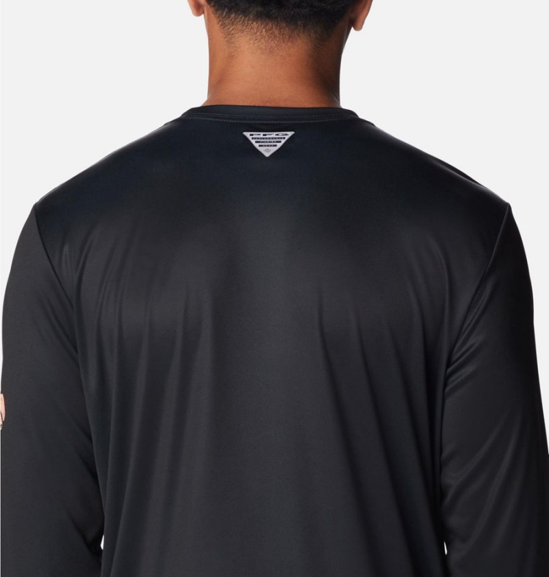 Columbia Terminal Tackle PFG Logo Print Long Sleeve Men's T-Shirt Black | WBNXFK-365