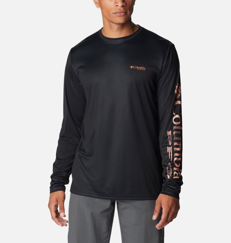 Columbia Terminal Tackle PFG Logo Print Long Sleeve Men\'s T-Shirt Black | WBNXFK-365