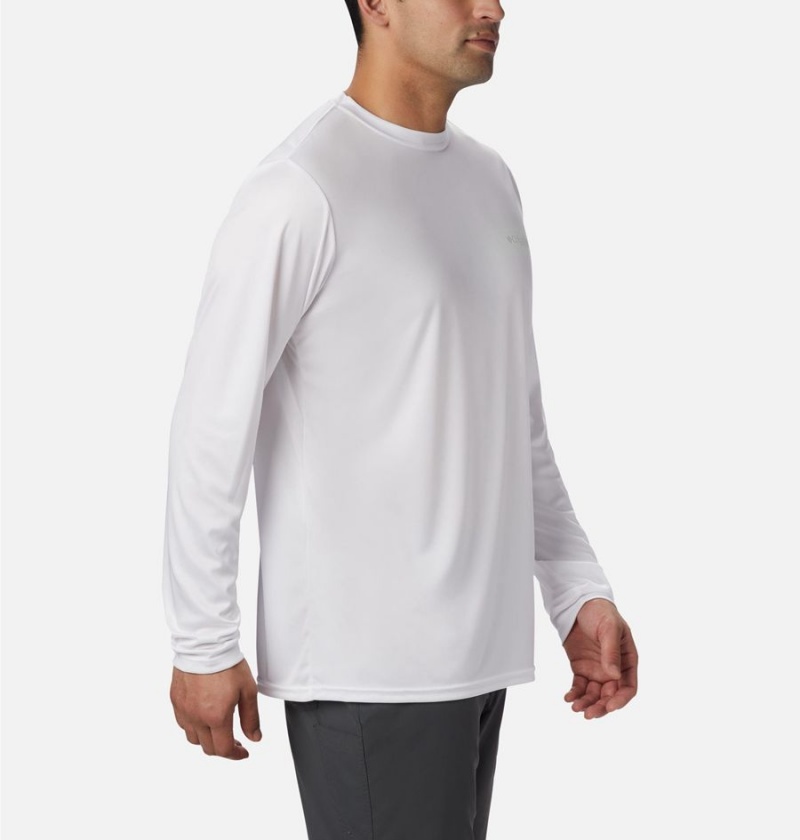 Columbia Terminal Tackle PFG Logo Print Long Sleeve Men's T-Shirt White | RBUWOM-723