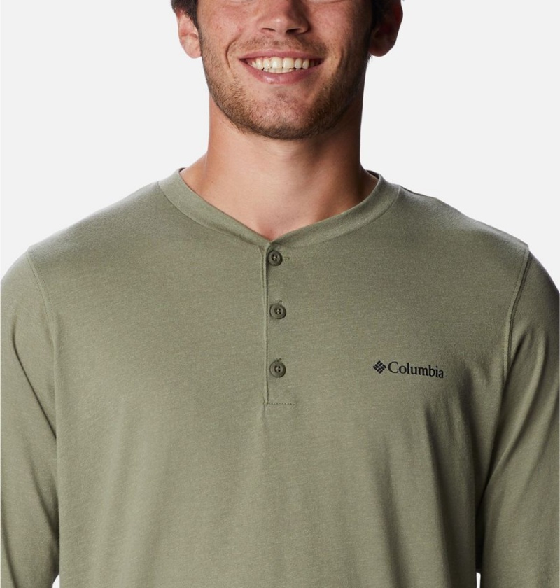 Columbia Thistletown Hills Henley Men's T-Shirt Green | AZGSRU-748