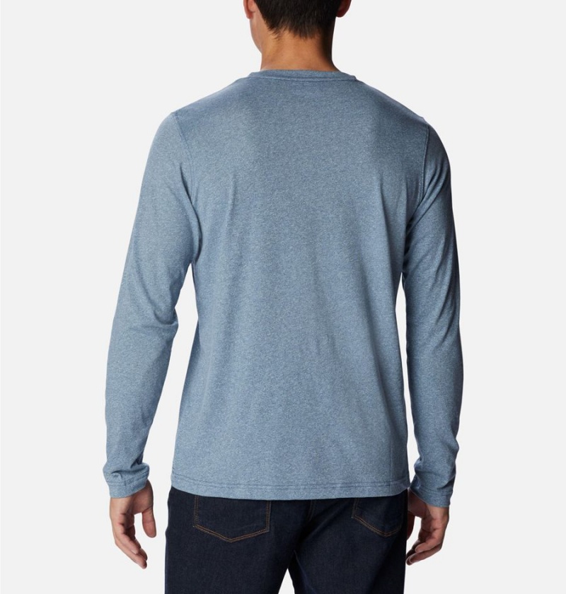 Columbia Thistletown Hills Henley Men's T-Shirt Blue | VWHJZY-351