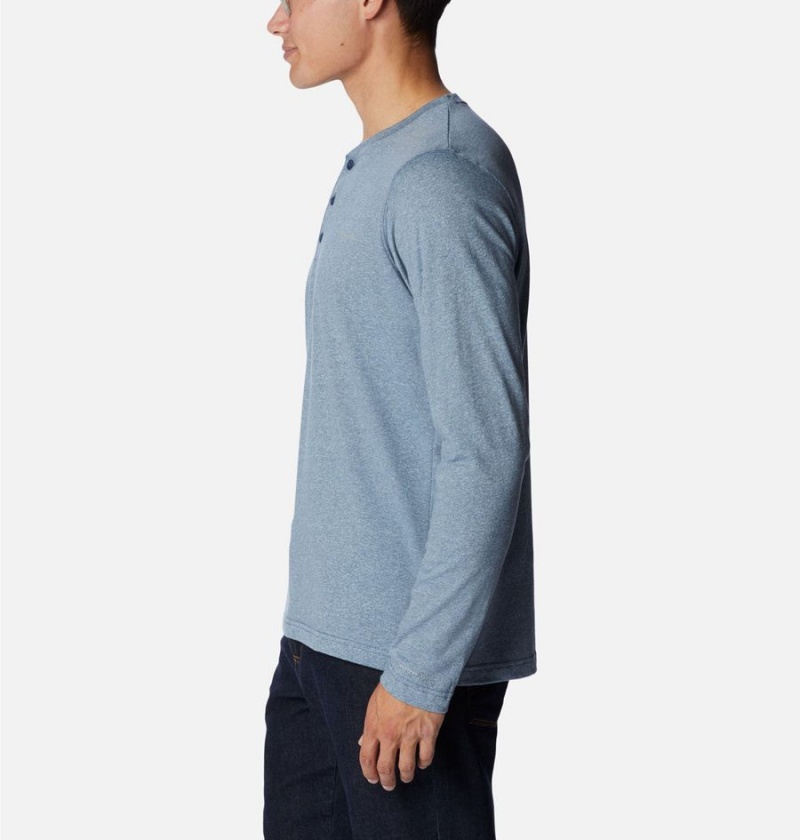 Columbia Thistletown Hills Henley Men's T-Shirt Blue | VWHJZY-351