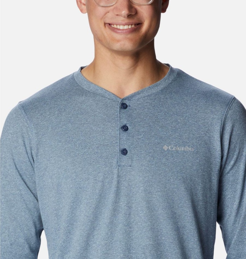 Columbia Thistletown Hills Henley Men's T-Shirt Blue | VWHJZY-351