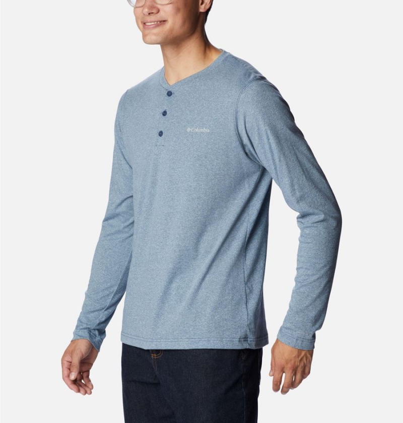 Columbia Thistletown Hills Henley Men's T-Shirt Blue | VWHJZY-351