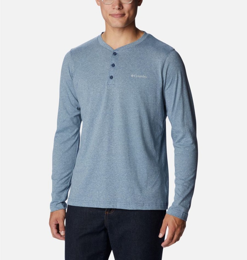 Columbia Thistletown Hills Henley Men\'s T-Shirt Blue | VWHJZY-351