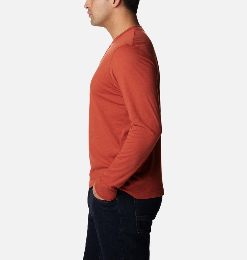 Columbia Thistletown Hills Henley Men's T-Shirt Red | NAEFSB-839
