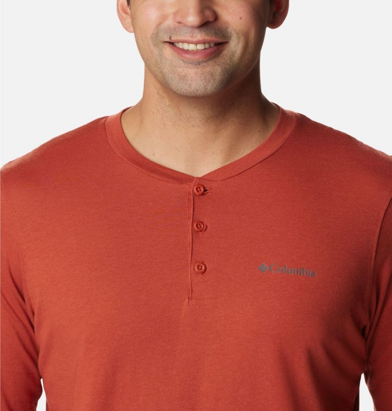 Columbia Thistletown Hills Henley Men's T-Shirt Red | NAEFSB-839