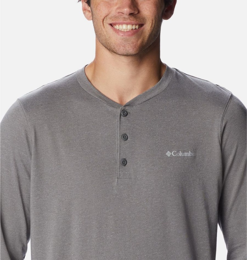 Columbia Thistletown Hills Henley Men's T-Shirt Grey | ELJCHT-824