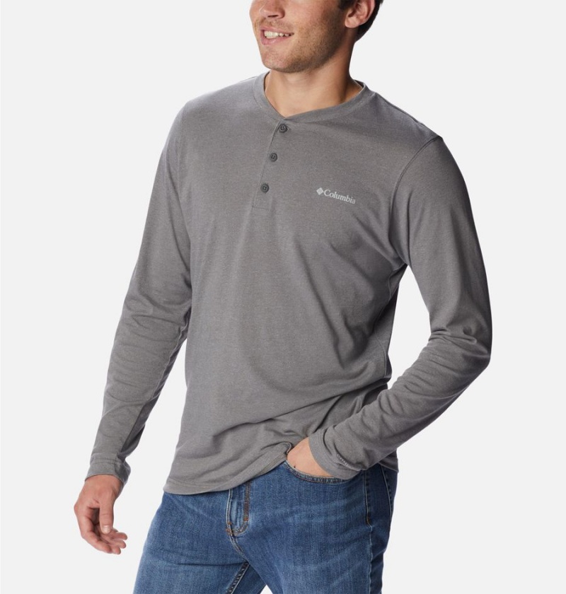 Columbia Thistletown Hills Henley Men's T-Shirt Grey | ELJCHT-824