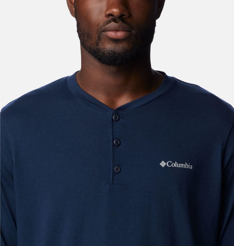 Columbia Thistletown Hills Henley Men's T-Shirt Navy | OTLGWP-716