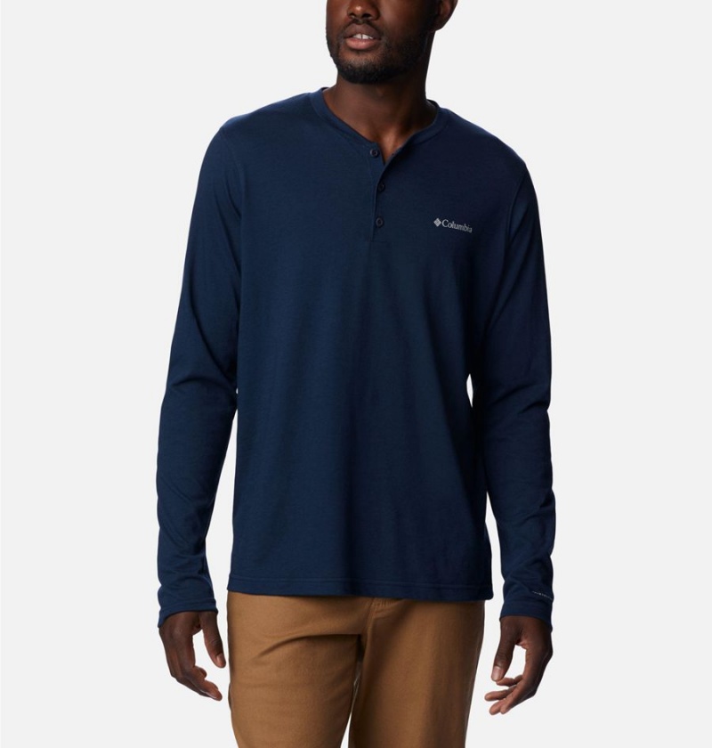 Columbia Thistletown Hills Henley Men's T-Shirt Navy | OTLGWP-716