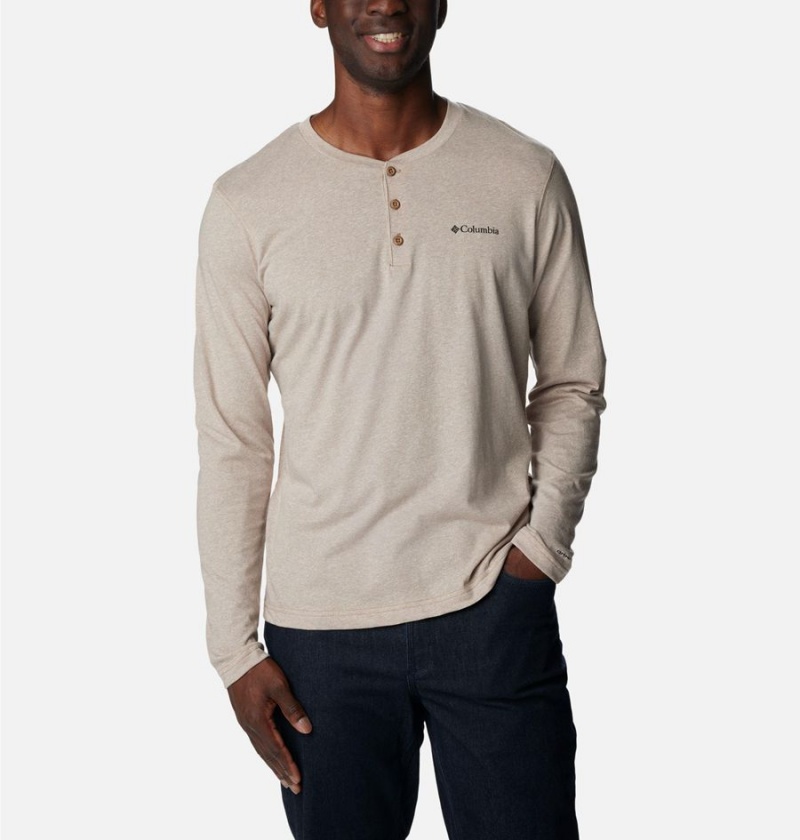 Columbia Thistletown Hills Henley Men's T-Shirt White | MCBYWN-680