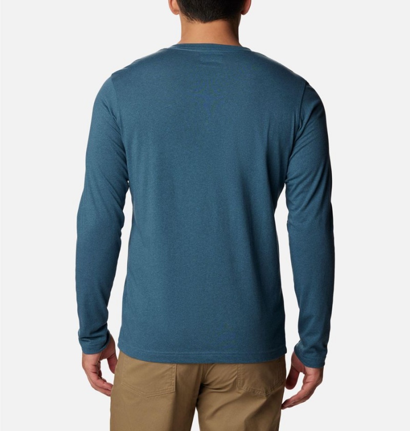 Columbia Thistletown Hills Henley Men's T-Shirt Blue | RXZPQE-941