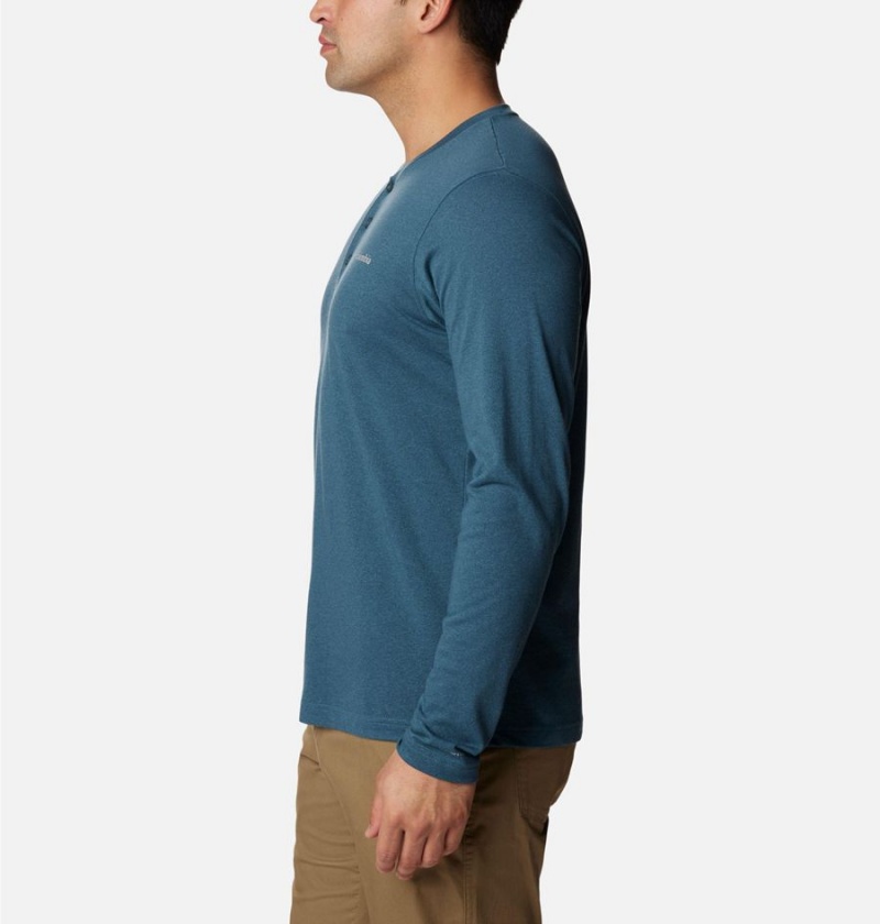 Columbia Thistletown Hills Henley Men's T-Shirt Blue | RXZPQE-941