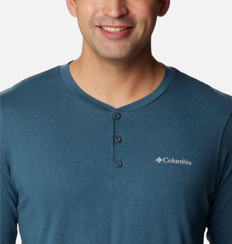 Columbia Thistletown Hills Henley Men's T-Shirt Blue | RXZPQE-941