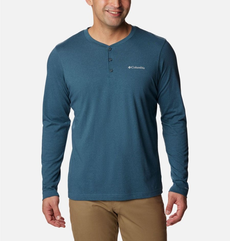 Columbia Thistletown Hills Henley Men\'s T-Shirt Blue | RXZPQE-941