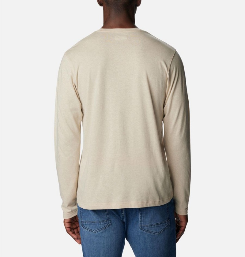 Columbia Thistletown Hills Long Sleeve Crew Men's T-Shirt Khaki | NFBERD-602