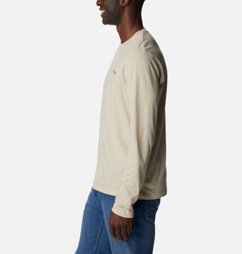 Columbia Thistletown Hills Long Sleeve Crew Men's T-Shirt Khaki | NFBERD-602