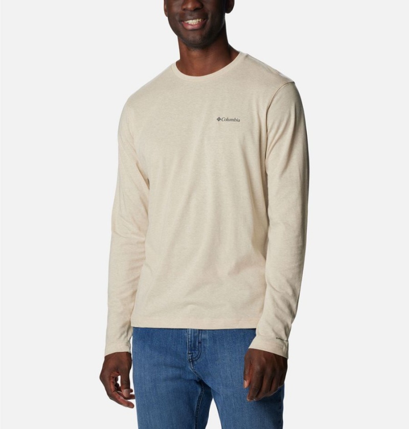 Columbia Thistletown Hills Long Sleeve Crew Men's T-Shirt Khaki | NFBERD-602