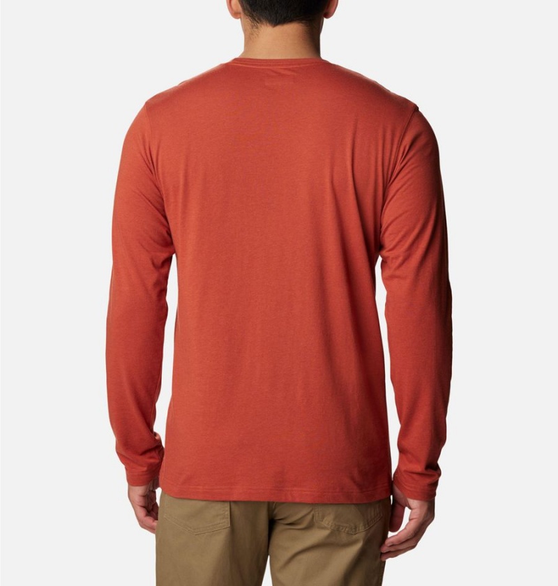 Columbia Thistletown Hills Long Sleeve Crew Men's T-Shirt Red | EZURBC-035