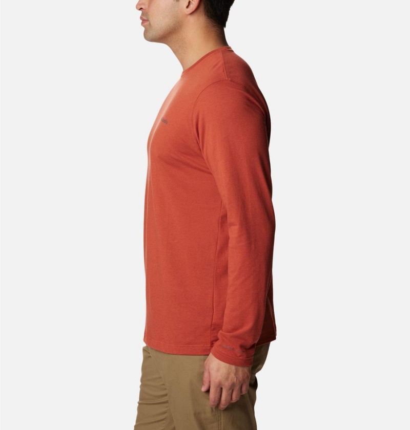 Columbia Thistletown Hills Long Sleeve Crew Men's T-Shirt Red | EZURBC-035