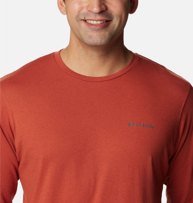 Columbia Thistletown Hills Long Sleeve Crew Men's T-Shirt Red | EZURBC-035
