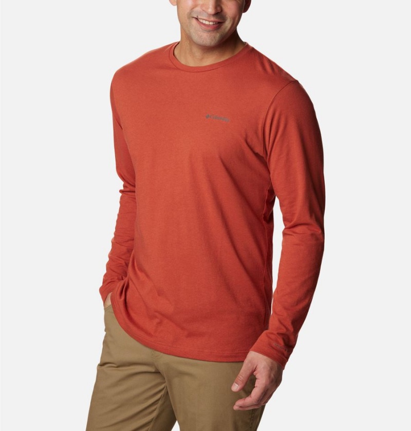 Columbia Thistletown Hills Long Sleeve Crew Men's T-Shirt Red | EZURBC-035