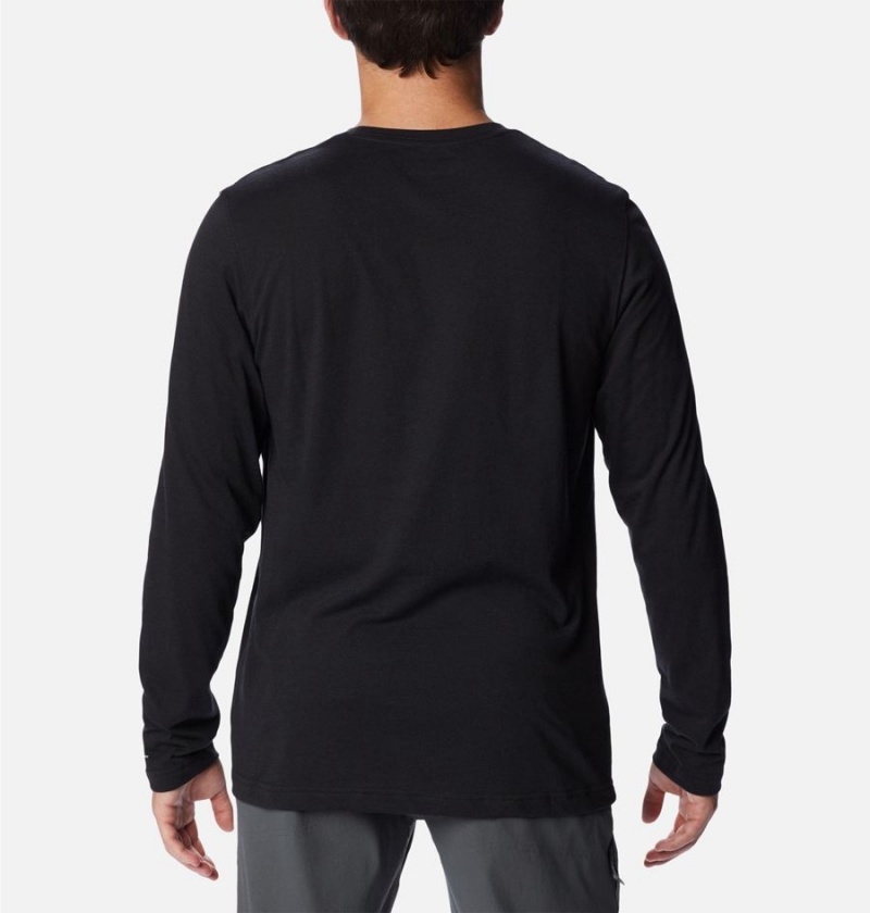 Columbia Thistletown Hills Long Sleeve Crew Men's T-Shirt Black | EXBVUS-192