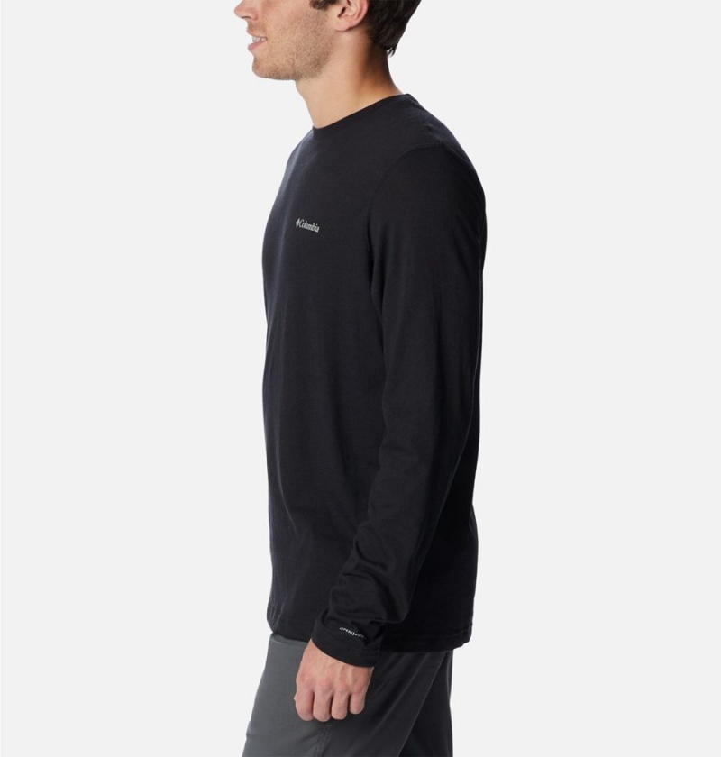 Columbia Thistletown Hills Long Sleeve Crew Men's T-Shirt Black | EXBVUS-192