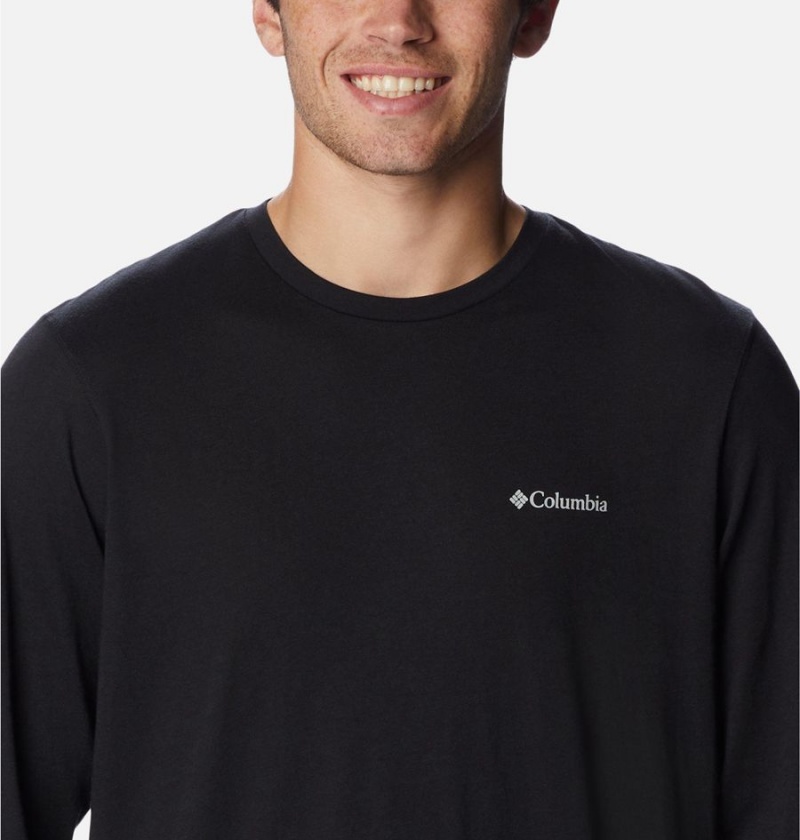 Columbia Thistletown Hills Long Sleeve Crew Men's T-Shirt Black | EXBVUS-192