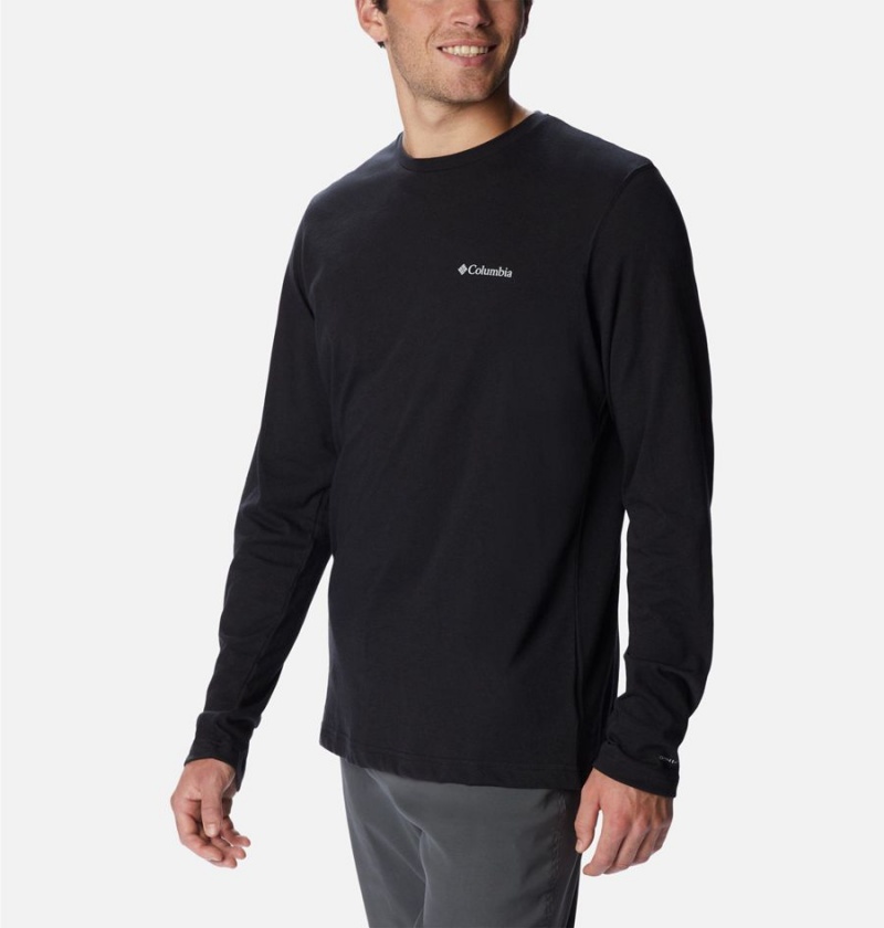 Columbia Thistletown Hills Long Sleeve Crew Men's T-Shirt Black | EXBVUS-192