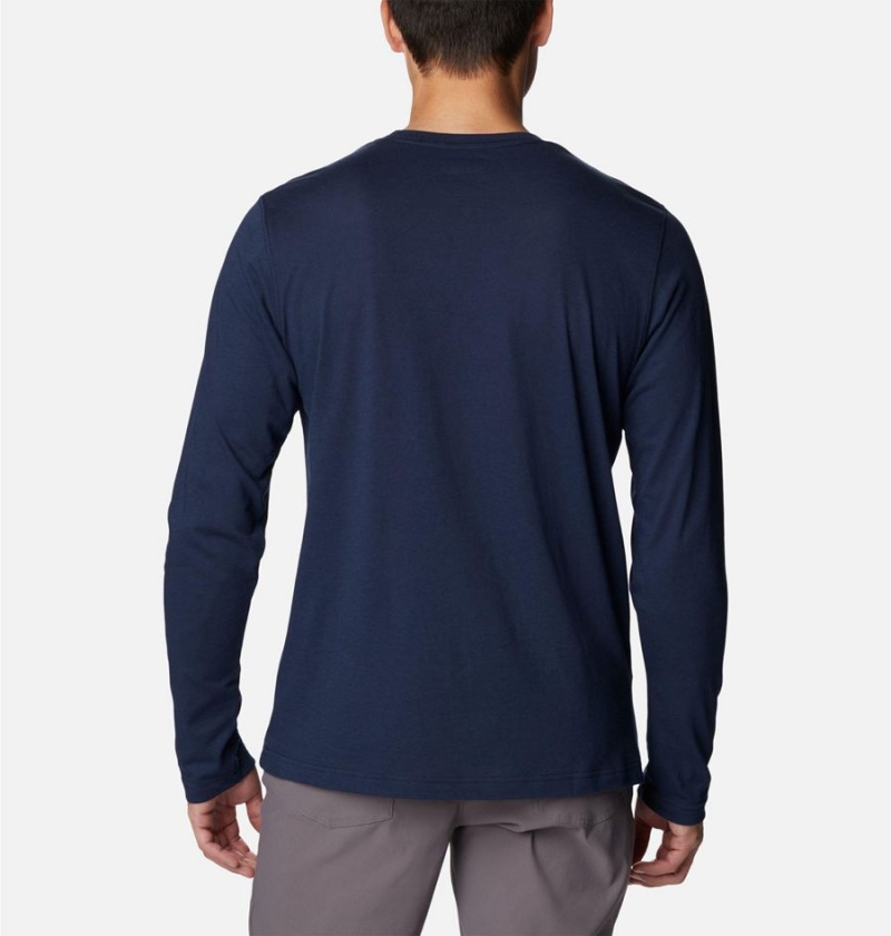 Columbia Thistletown Hills Long Sleeve Crew Men's T-Shirt Navy | RXCZNP-092