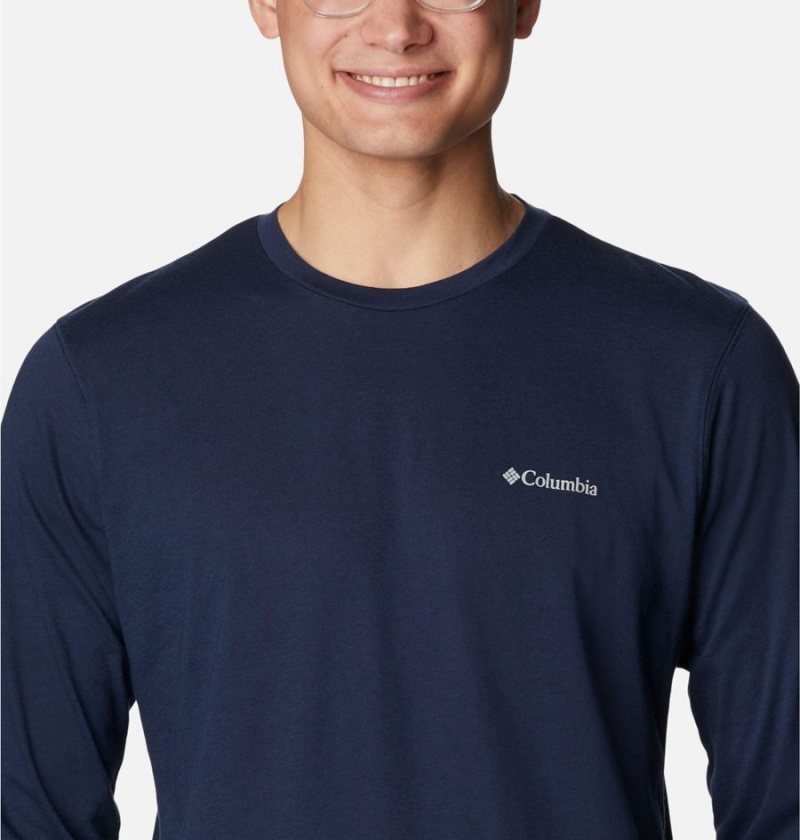 Columbia Thistletown Hills Long Sleeve Crew Men's T-Shirt Navy | RXCZNP-092