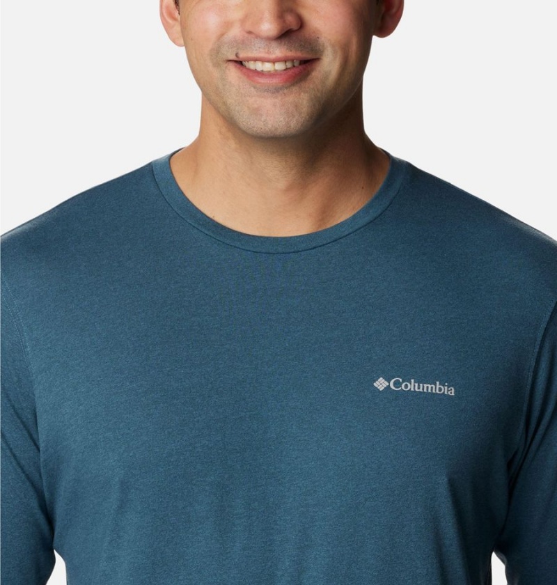 Columbia Thistletown Hills Long Sleeve Crew Men's T-Shirt Blue | PBWKJN-259