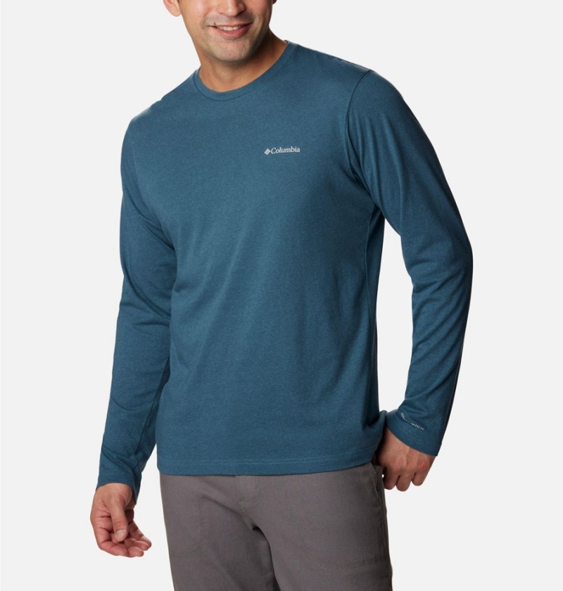 Columbia Thistletown Hills Long Sleeve Crew Men's T-Shirt Blue | PBWKJN-259