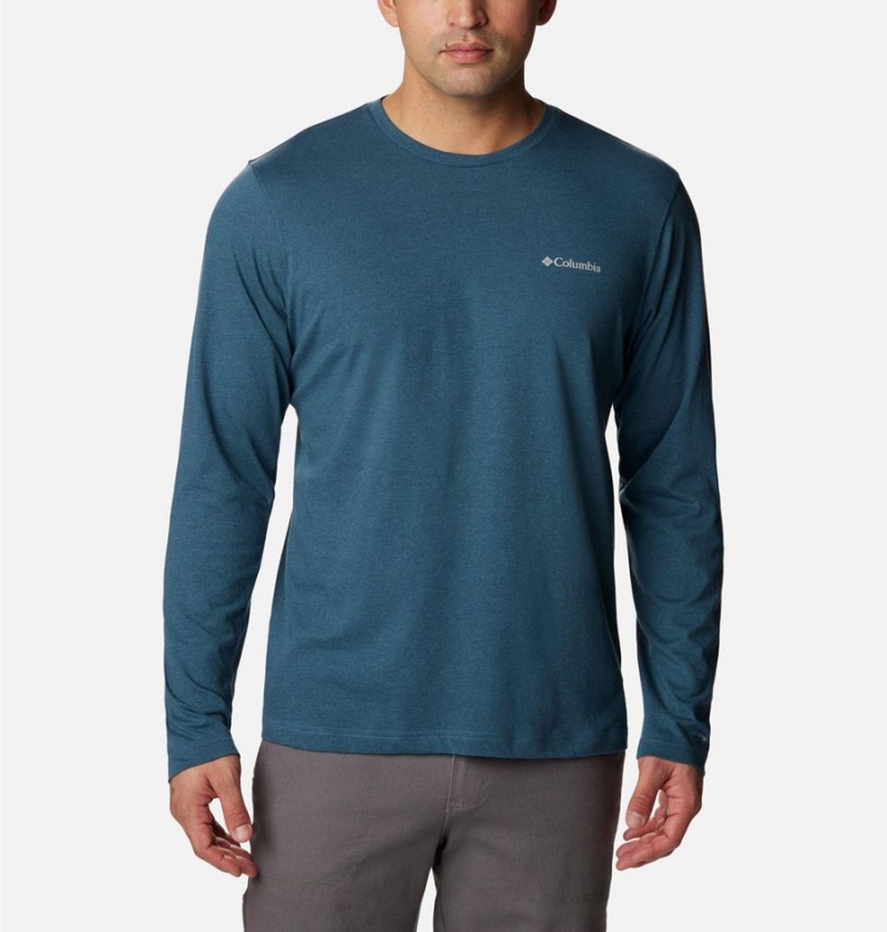 Columbia Thistletown Hills Long Sleeve Crew Men\'s T-Shirt Blue | PBWKJN-259