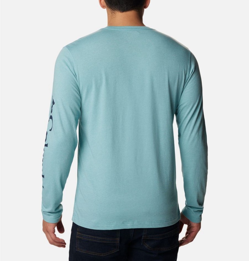 Columbia Thistletown Hills Long Sleeve Logo Men's T-Shirt Blue | AFYJVS-165