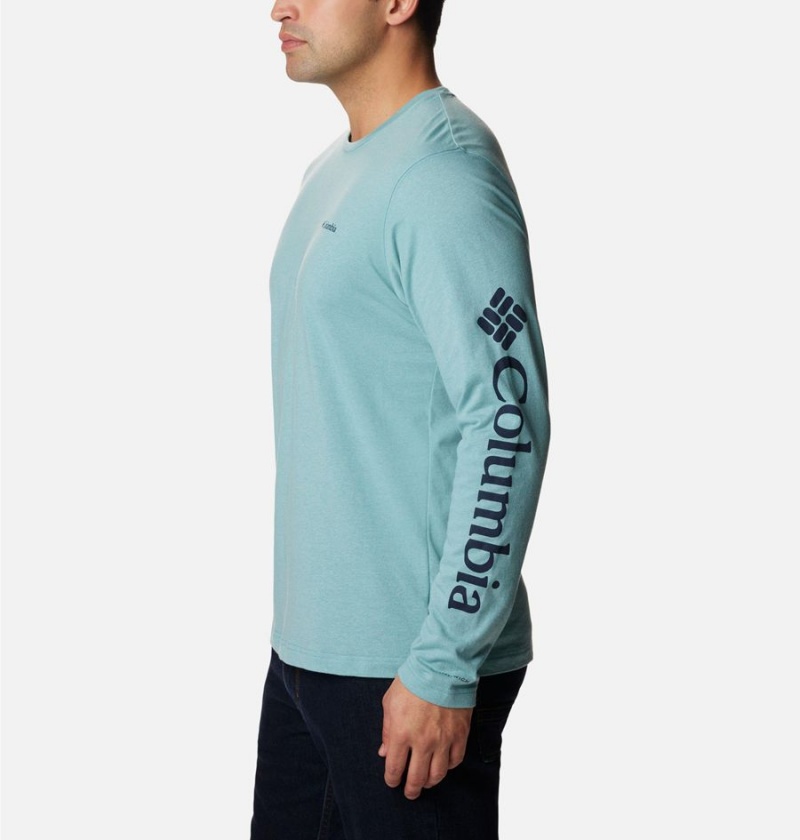 Columbia Thistletown Hills Long Sleeve Logo Men's T-Shirt Blue | AFYJVS-165