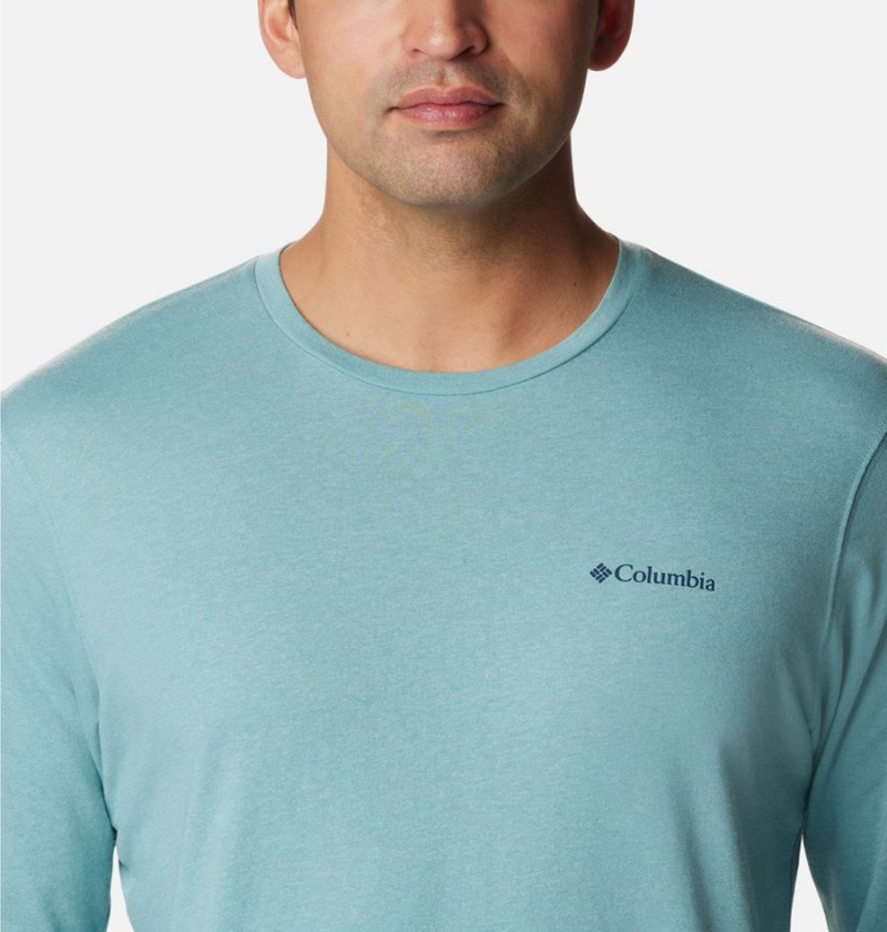 Columbia Thistletown Hills Long Sleeve Logo Men's T-Shirt Blue | AFYJVS-165