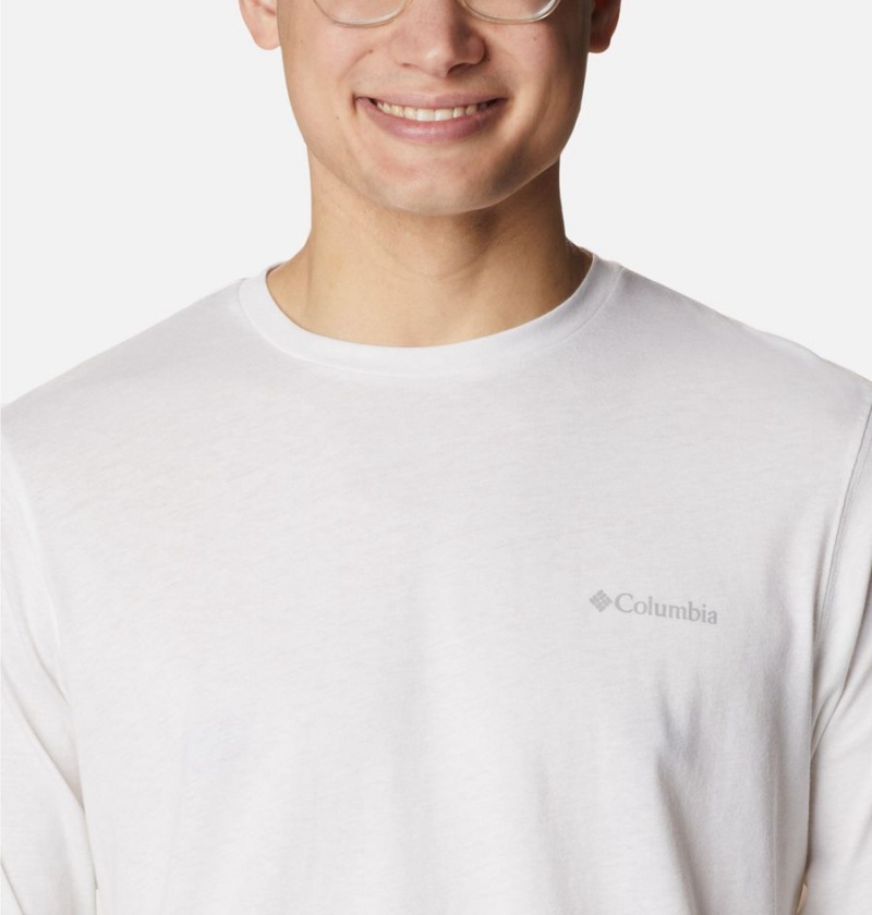 Columbia Thistletown Hills Long Sleeve Logo Men's T-Shirt White | OWLVYU-602