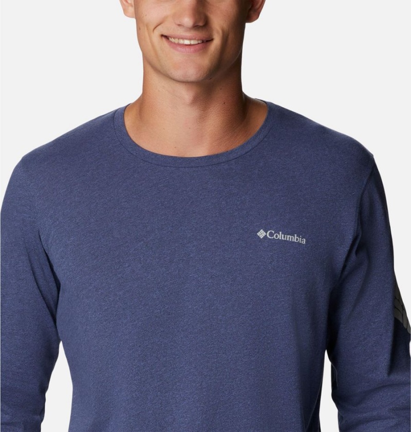 Columbia Thistletown Hills Long Sleeve Logo Men's T-Shirt Blue | NQDXES-897