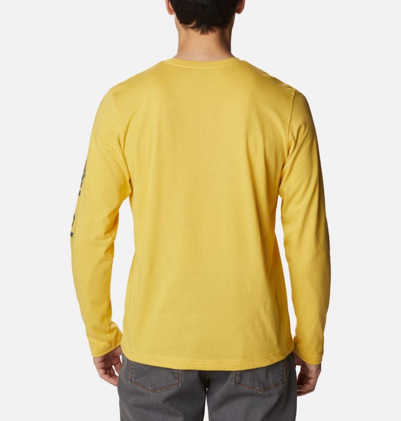 Columbia Thistletown Hills Long Sleeve Logo Men's T-Shirt Yellow | DIRNGA-708