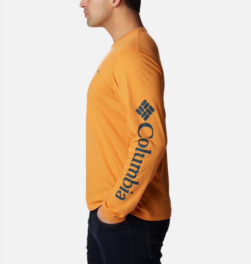 Columbia Thistletown Hills Long Sleeve Logo Men's T-Shirt Orange | LXHGTE-435