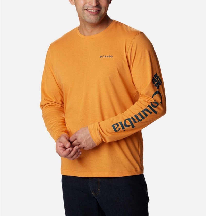 Columbia Thistletown Hills Long Sleeve Logo Men's T-Shirt Orange | LXHGTE-435