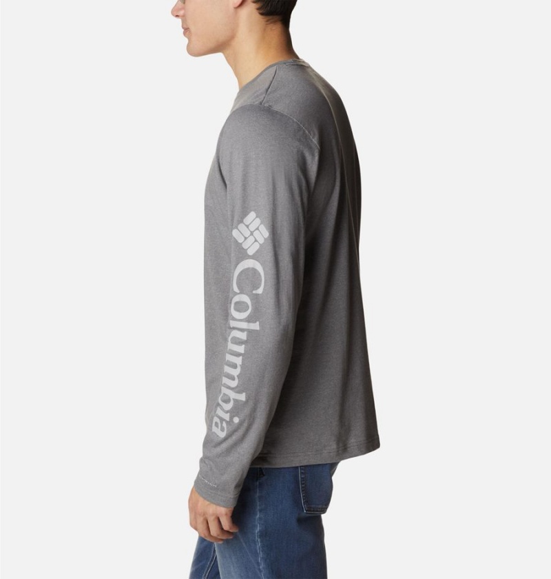 Columbia Thistletown Hills Long Sleeve Logo Men's T-Shirt Grey | YGRDTQ-126