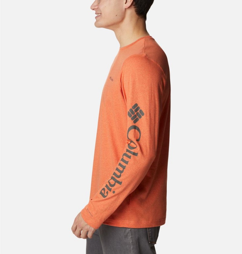 Columbia Thistletown Hills Long Sleeve Logo Men's T-Shirt Orange | YSAVZT-524